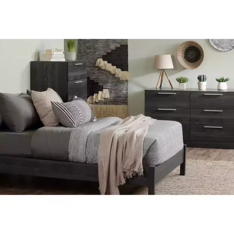 Comodino a 2 cassetti con guide metalliche