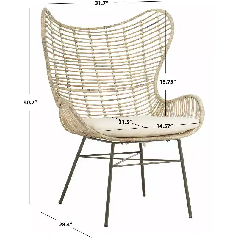 Poltrona Accent in Rattan con Schienale Alto – Lavaggio Bianco e Grigio