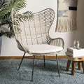 Poltrona Accent in Rattan con Schienale Alto – Lavaggio Bianco e Grigio