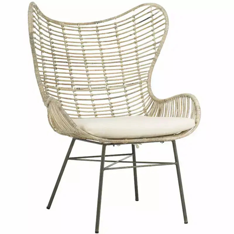 Poltrona Accent in Rattan con Schienale Alto – Lavaggio Bianco e Grigio
