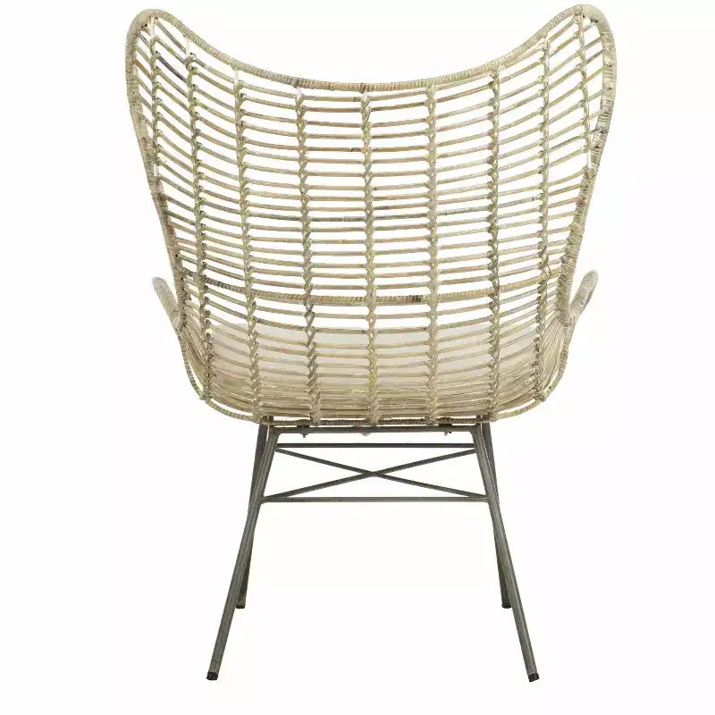 Poltrona Accent in Rattan con Schienale Alto – Lavaggio Bianco e Grigio