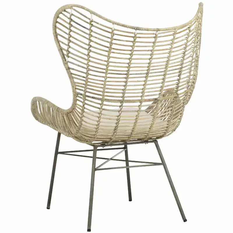 Poltrona Accent in Rattan con Schienale Alto – Lavaggio Bianco e Grigio