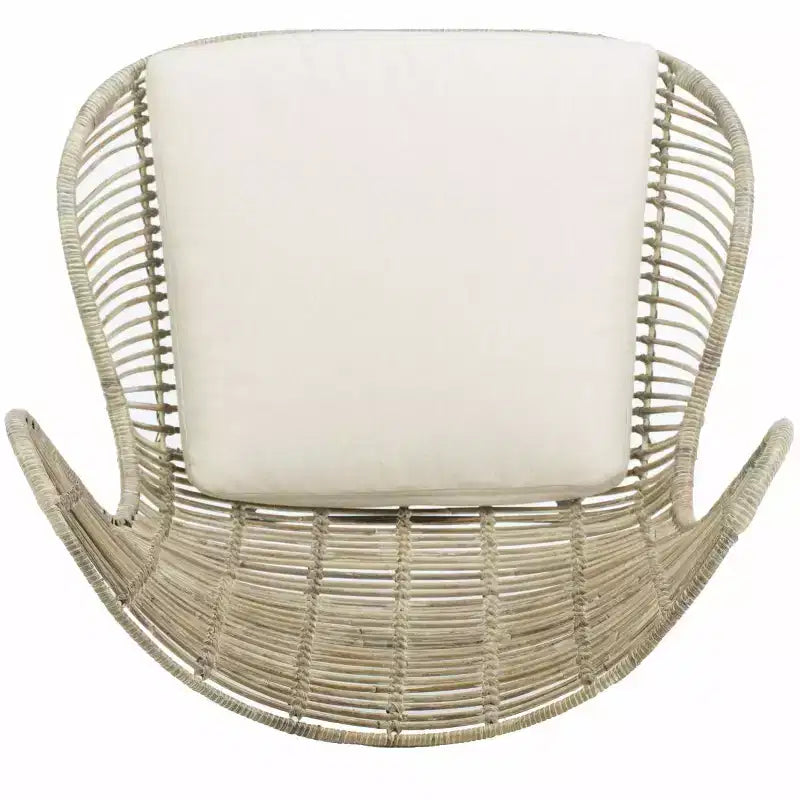 Poltrona Accent in Rattan con Schienale Alto – Lavaggio Bianco e Grigio