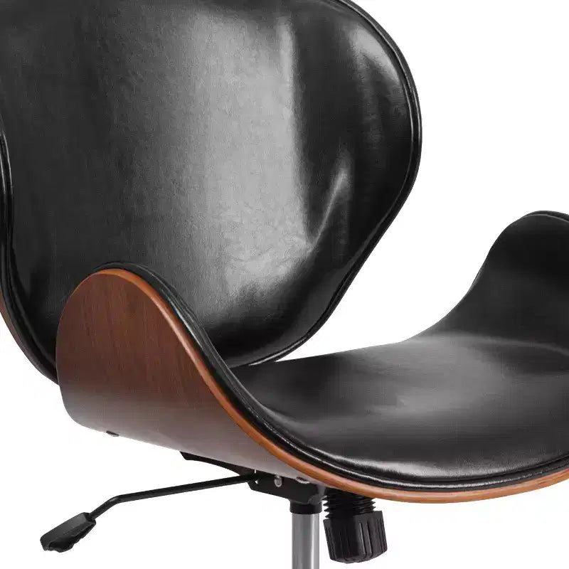 Sedia da Ufficio da Conferenza a Schienale Medio in Legno con Sedile in LeatherSoft