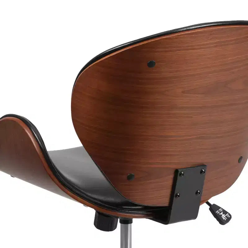 Sedia da Ufficio da Conferenza a Schienale Medio in Legno con Sedile in LeatherSoft