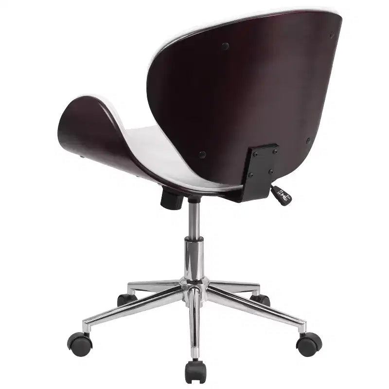 Sedia da Ufficio da Conferenza a Schienale Medio in Legno con Sedile in LeatherSoft