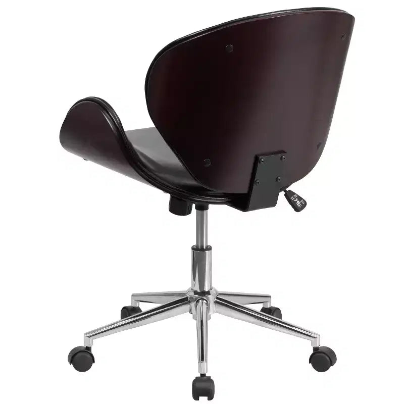 Sedia da Ufficio da Conferenza a Schienale Medio in Legno con Sedile in LeatherSoft