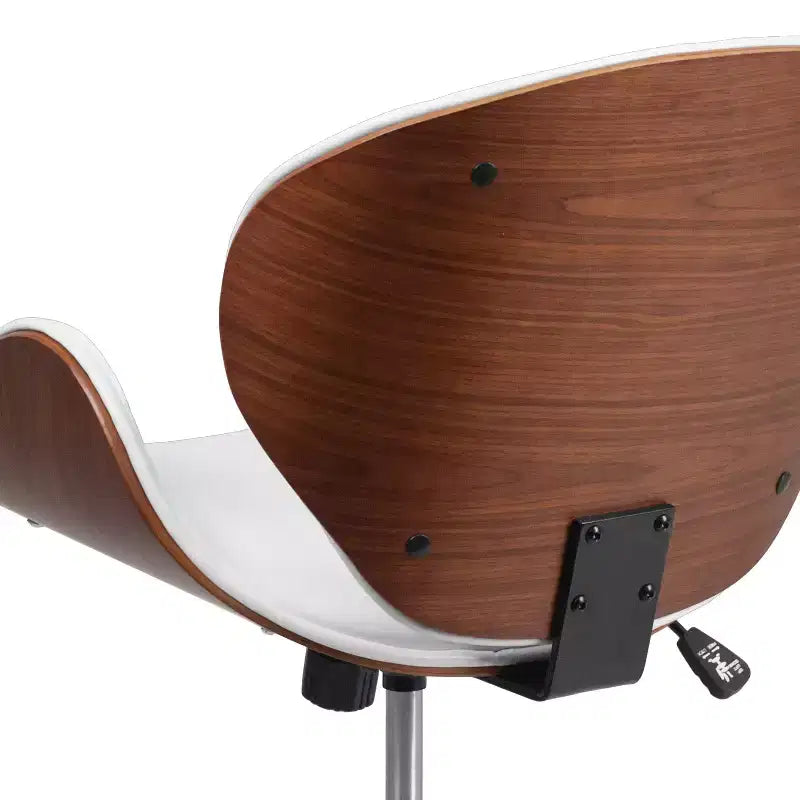 Sedia da Ufficio da Conferenza a Schienale Medio in Legno con Sedile in LeatherSoft