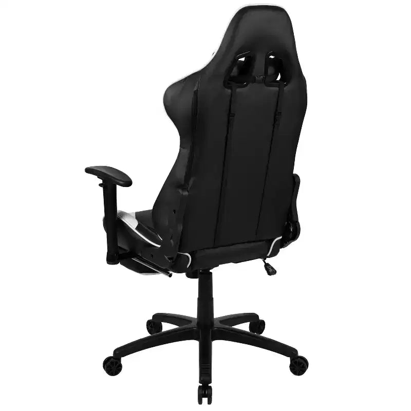 Chaise ergonomique de course de jeu avec dossier inclinable et repose-pieds
