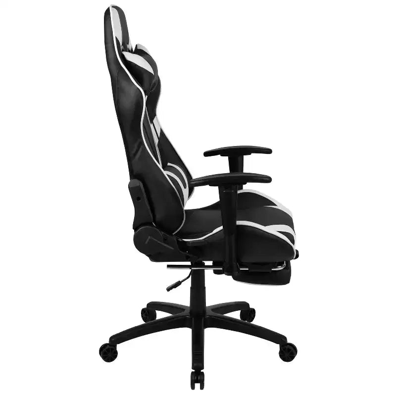 Chaise ergonomique de course de jeu avec dossier inclinable et repose-pieds