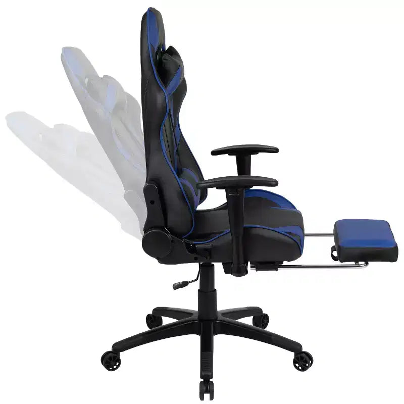 Chaise ergonomique de course de jeu avec dossier inclinable et repose-pieds