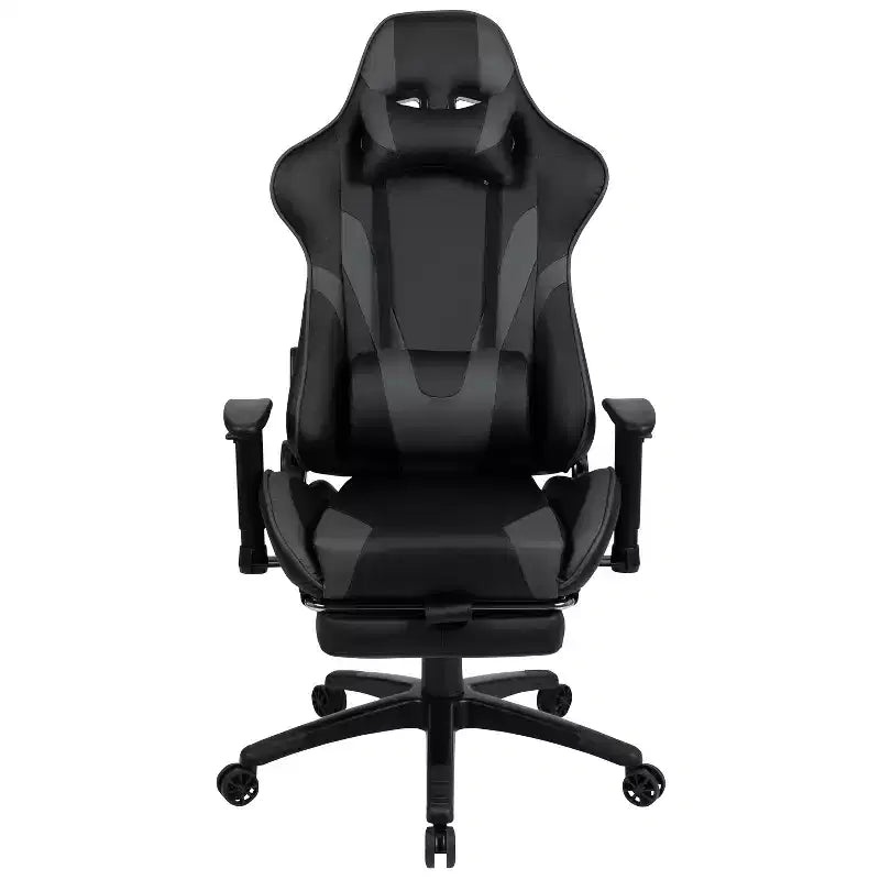Chaise ergonomique de course de jeu avec dossier inclinable et repose-pieds