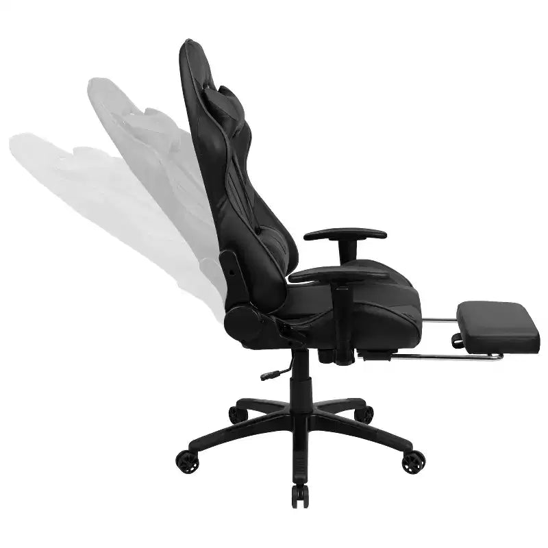 Chaise ergonomique de course de jeu avec dossier inclinable et repose-pieds