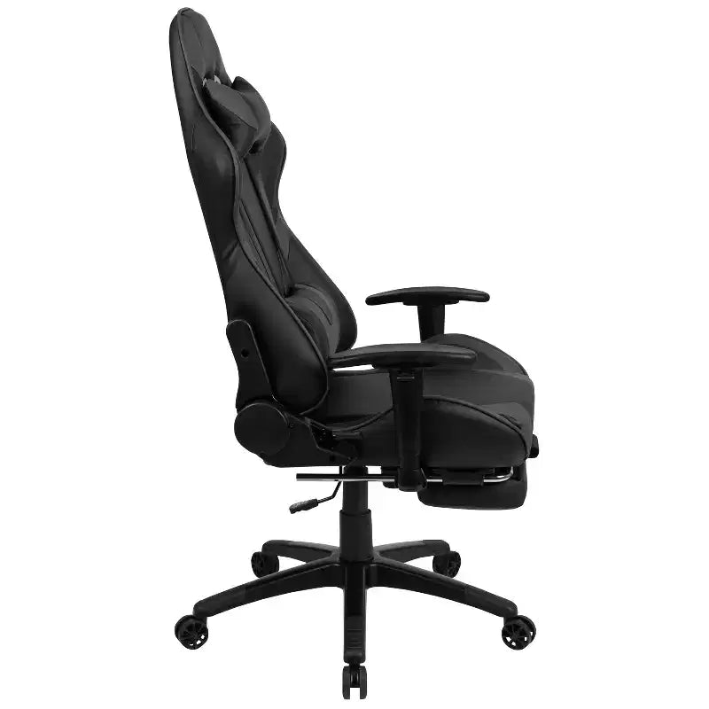 Chaise ergonomique de course de jeu avec dossier inclinable et repose-pieds