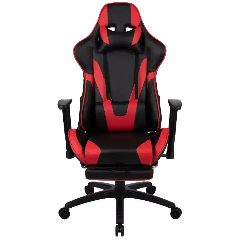 Chaise ergonomique de course de jeu avec dossier inclinable et repose-pieds