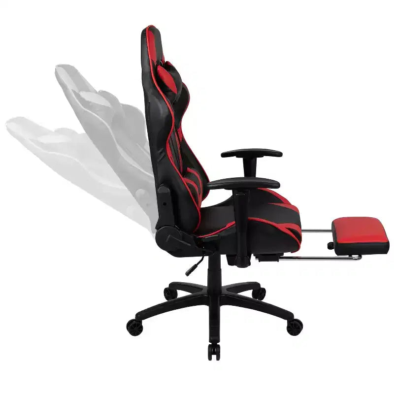 Chaise ergonomique de course de jeu avec dossier inclinable et repose-pieds