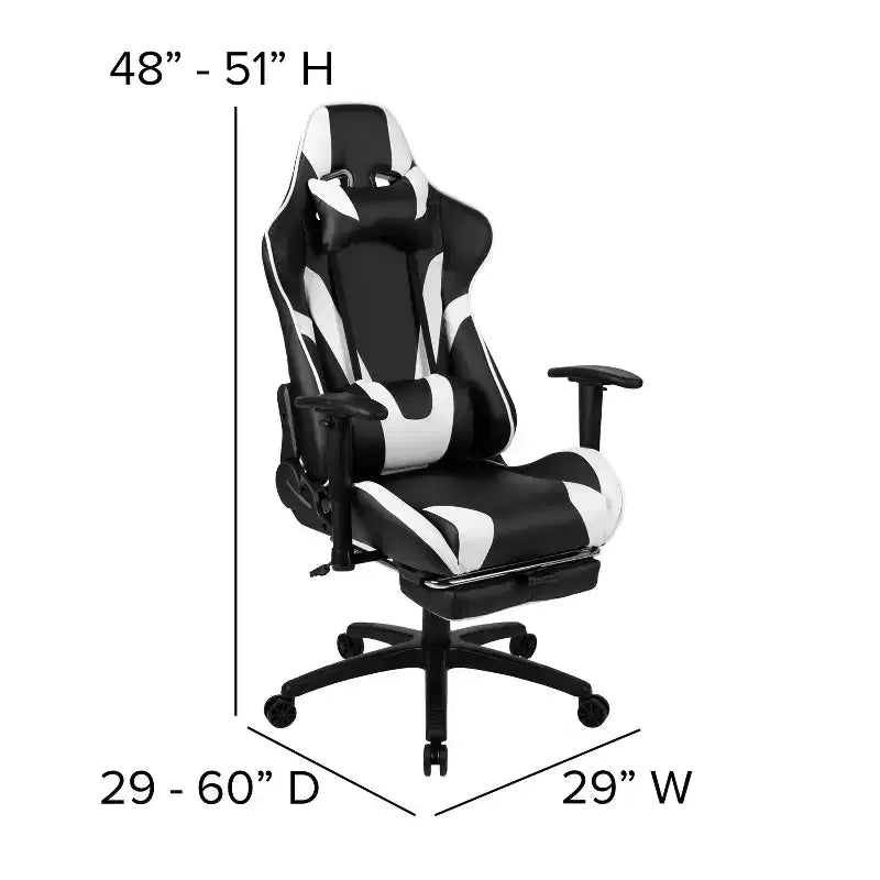 Sedia ergonomica da gaming da corsa con schienale reclinabile e poggiapiedi