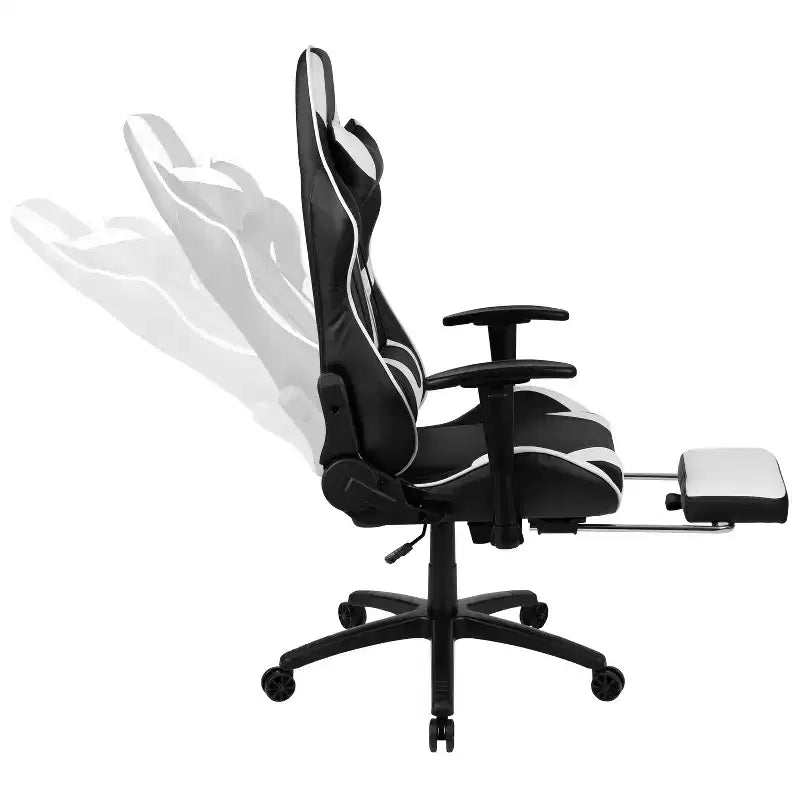 Chaise ergonomique de course de jeu avec dossier inclinable et repose-pieds