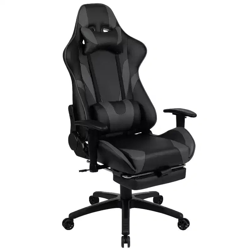Sedia ergonomica da gaming da corsa con schienale reclinabile e poggiapiedi